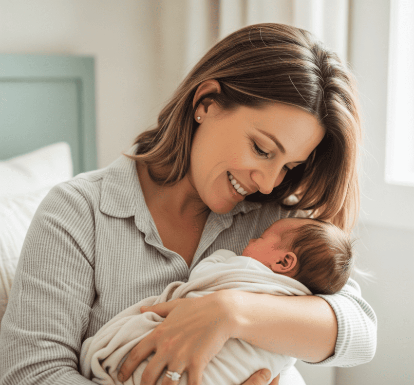 Mujer Cargando a su bebe